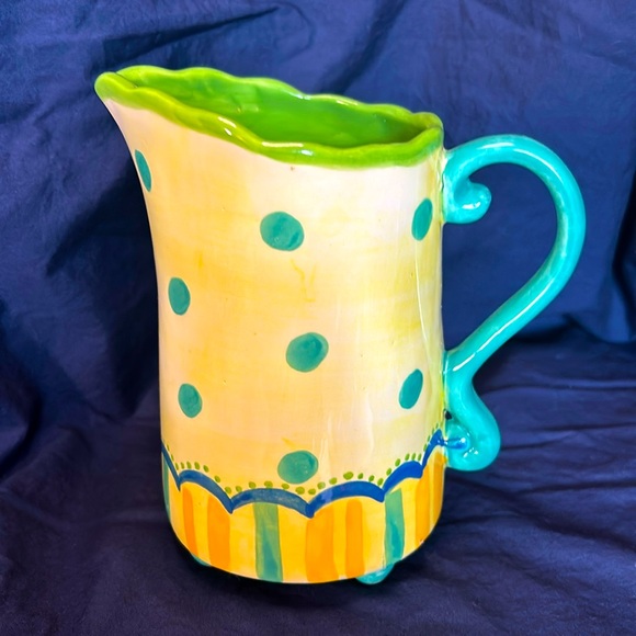 Footed Ceramic Pitcher Vase Kimberly Hodges Cupcakes and Cartwheels 7” - Picture 1 of 5